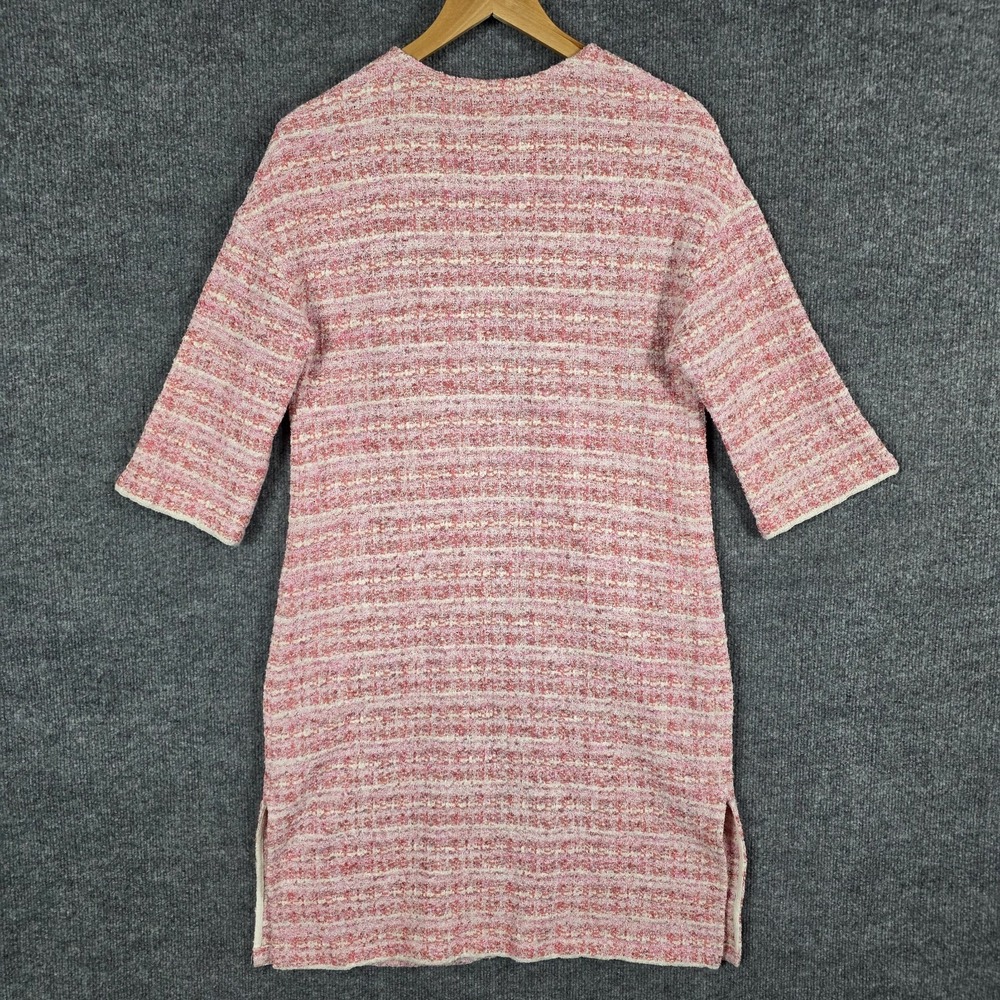 St John Jacket M Pink Tweed Knit Cardigan Duster Long Blazer Wool Blend Sweater - Picture 4 of 13